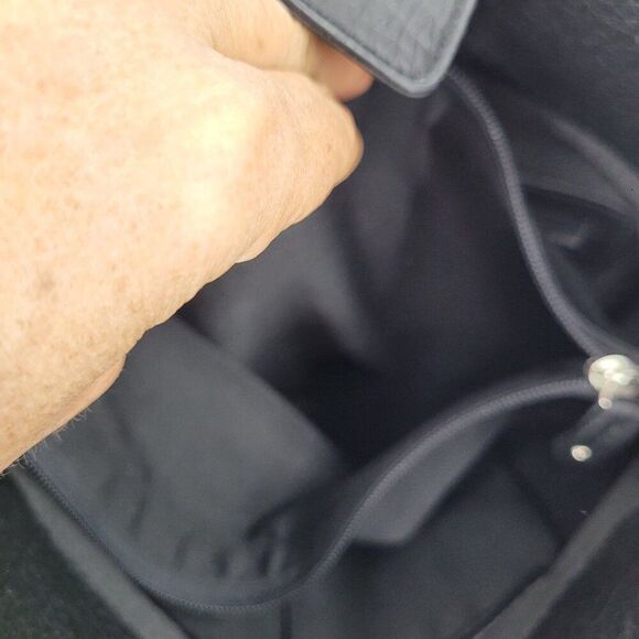 Black Braided Handle Vegan Faux Leather Shoulder Bag Multiple Compartments - Picture 11 of 13